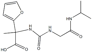 2-(furan-2-yl)-2-({[(propan-2-ylcarbamoyl)methyl]carbamoyl}amino)propanoic acid Struktur