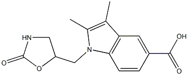 2,3-dimethyl-1-[(2-oxo-1,3-oxazolidin-5-yl)methyl]-1H-indole-5-carboxylic acid Struktur