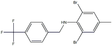 2,6-dibromo-4-methyl-N-{[4-(trifluoromethyl)phenyl]methyl}aniline Struktur