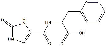 2-[(2-oxo-2,3-dihydro-1H-imidazol-4-yl)formamido]-3-phenylpropanoic acid Struktur