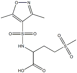 2-[(3,5-dimethyl-1,2-oxazole-4-)sulfonamido]-4-methanesulfonylbutanoic acid Struktur