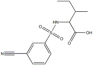 2-[(3-cyanobenzene)sulfonamido]-3-methylpentanoic acid Struktur