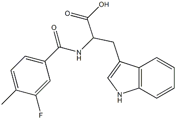 2-[(3-fluoro-4-methylbenzoyl)amino]-3-(1H-indol-3-yl)propanoic acid Struktur