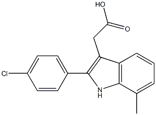 2-[2-(4-chlorophenyl)-7-methyl-1H-indol-3-yl]acetic acid Struktur