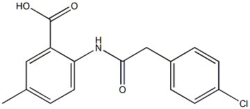 2-[2-(4-chlorophenyl)acetamido]-5-methylbenzoic acid Struktur