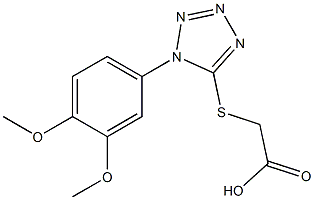 2-{[1-(3,4-dimethoxyphenyl)-1H-1,2,3,4-tetrazol-5-yl]sulfanyl}acetic acid Struktur