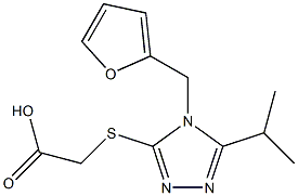 2-{[4-(furan-2-ylmethyl)-5-(propan-2-yl)-4H-1,2,4-triazol-3-yl]sulfanyl}acetic acid Struktur