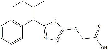 2-{[5-(2-methyl-1-phenylbutyl)-1,3,4-oxadiazol-2-yl]sulfanyl}acetic acid Struktur