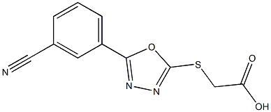 2-{[5-(3-cyanophenyl)-1,3,4-oxadiazol-2-yl]sulfanyl}acetic acid Struktur