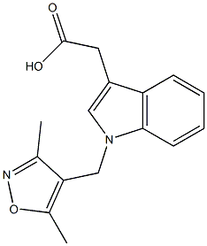 2-{1-[(3,5-dimethyl-1,2-oxazol-4-yl)methyl]-1H-indol-3-yl}acetic acid Struktur