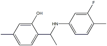 2-{1-[(3-fluoro-4-methylphenyl)amino]ethyl}-5-methylphenol Struktur