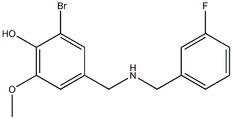 2-bromo-4-({[(3-fluorophenyl)methyl]amino}methyl)-6-methoxyphenol Struktur