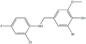 2-bromo-4-{[(2-chloro-4-fluorophenyl)amino]methyl}-6-methoxyphenol Struktur