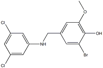 2-bromo-4-{[(3,5-dichlorophenyl)amino]methyl}-6-methoxyphenol Struktur