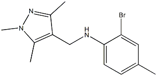 2-bromo-4-methyl-N-[(1,3,5-trimethyl-1H-pyrazol-4-yl)methyl]aniline Struktur