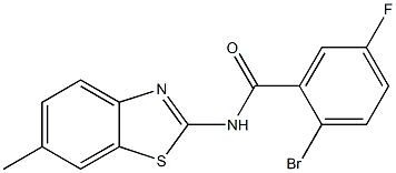 2-bromo-5-fluoro-N-(6-methyl-1,3-benzothiazol-2-yl)benzamide Struktur