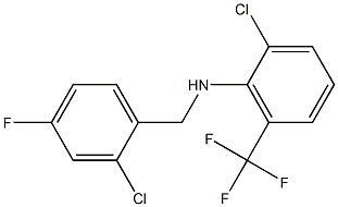 2-chloro-N-[(2-chloro-4-fluorophenyl)methyl]-6-(trifluoromethyl)aniline Struktur