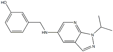 3-({[1-(propan-2-yl)-1H-pyrazolo[3,4-b]pyridin-5-yl]amino}methyl)phenol Struktur