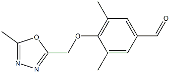 3,5-dimethyl-4-[(5-methyl-1,3,4-oxadiazol-2-yl)methoxy]benzaldehyde Struktur