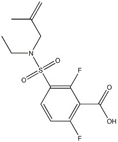 3-[ethyl(2-methylprop-2-en-1-yl)sulfamoyl]-2,6-difluorobenzoic acid Struktur