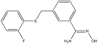 3-{[(2-fluorophenyl)sulfanyl]methyl}-N'-hydroxybenzene-1-carboximidamide Struktur