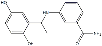 3-{[1-(2,5-dihydroxyphenyl)ethyl]amino}benzamide Struktur