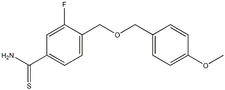 3-fluoro-4-{[(4-methoxyphenyl)methoxy]methyl}benzene-1-carbothioamide Struktur