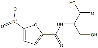 3-hydroxy-2-[(5-nitrofuran-2-yl)formamido]propanoic acid Struktur