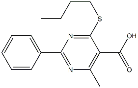 4-(butylthio)-6-methyl-2-phenylpyrimidine-5-carboxylic acid Struktur