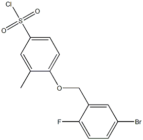 4-[(5-bromo-2-fluorophenyl)methoxy]-3-methylbenzene-1-sulfonyl chloride Struktur