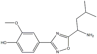 4-[5-(1-amino-3-methylbutyl)-1,2,4-oxadiazol-3-yl]-2-methoxyphenol Struktur