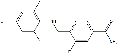 4-{[(4-bromo-2,6-dimethylphenyl)amino]methyl}-3-fluorobenzamide Struktur