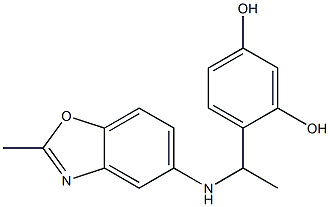 4-{1-[(2-methyl-1,3-benzoxazol-5-yl)amino]ethyl}benzene-1,3-diol Struktur