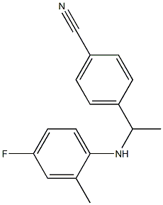 4-{1-[(4-fluoro-2-methylphenyl)amino]ethyl}benzonitrile Struktur