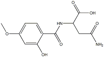 4-amino-2-[(2-hydroxy-4-methoxybenzoyl)amino]-4-oxobutanoic acid Struktur