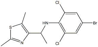 4-bromo-2,6-dichloro-N-[1-(2,5-dimethyl-1,3-thiazol-4-yl)ethyl]aniline Struktur