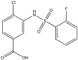 4-chloro-3-[(2-fluorobenzene)sulfonamido]benzoic acid Struktur