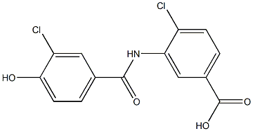 4-chloro-3-[(3-chloro-4-hydroxybenzene)amido]benzoic acid Struktur