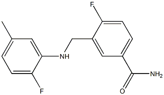 4-fluoro-3-{[(2-fluoro-5-methylphenyl)amino]methyl}benzamide Struktur