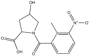 4-hydroxy-1-[(2-methyl-3-nitrophenyl)carbonyl]pyrrolidine-2-carboxylic acid Struktur