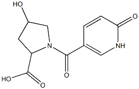 4-hydroxy-1-[(6-oxo-1,6-dihydropyridin-3-yl)carbonyl]pyrrolidine-2-carboxylic acid Struktur