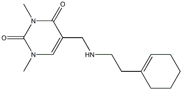 5-({[2-(cyclohex-1-en-1-yl)ethyl]amino}methyl)-1,3-dimethyl-1,2,3,4-tetrahydropyrimidine-2,4-dione Struktur