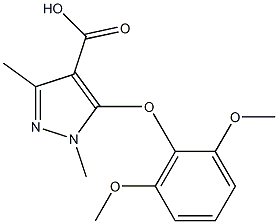 5-(2,6-dimethoxyphenoxy)-1,3-dimethyl-1H-pyrazole-4-carboxylic acid Struktur