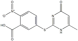 5-[(6-methyl-4-oxo-1,4-dihydropyrimidin-2-yl)sulfanyl]-2-nitrobenzoic acid Struktur