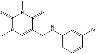 5-{[(3-bromophenyl)amino]methyl}-1,3-dimethyl-1,2,3,4-tetrahydropyrimidine-2,4-dione Struktur