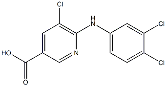 5-chloro-6-[(3,4-dichlorophenyl)amino]pyridine-3-carboxylic acid Struktur