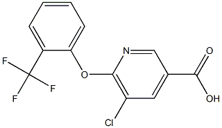 5-chloro-6-[2-(trifluoromethyl)phenoxy]pyridine-3-carboxylic acid Struktur