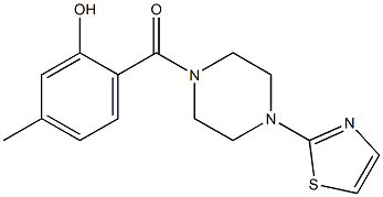 5-methyl-2-{[4-(1,3-thiazol-2-yl)piperazin-1-yl]carbonyl}phenol Struktur