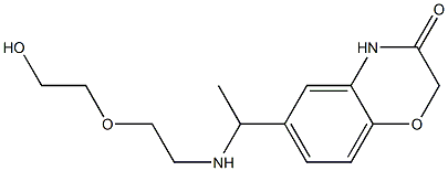 6-(1-{[2-(2-hydroxyethoxy)ethyl]amino}ethyl)-3,4-dihydro-2H-1,4-benzoxazin-3-one Struktur