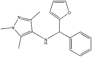 N-[furan-2-yl(phenyl)methyl]-1,3,5-trimethyl-1H-pyrazol-4-amine Struktur